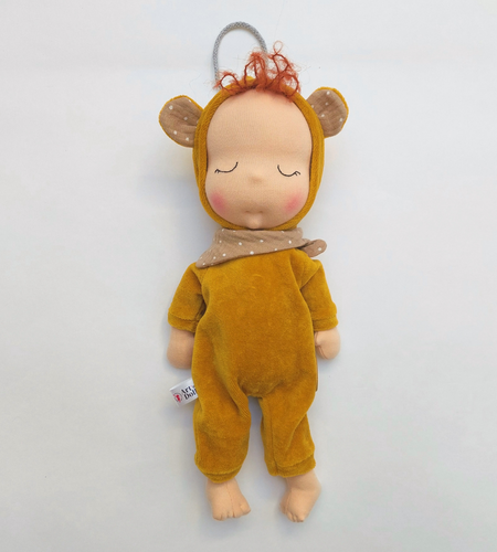 Organic small cuddly toy - mustard