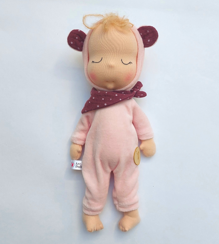 Organic small cuddle toy – pastel pink