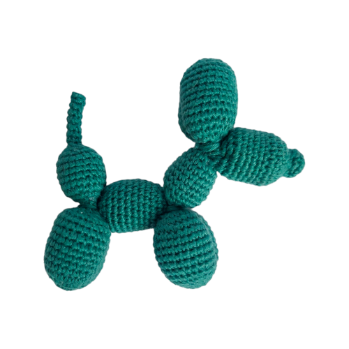Green crochet dog