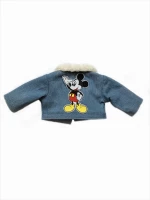 A denim jacket with fur and Mickey