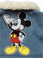 A denim jacket with fur and Mickey