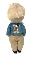 A denim jacket with fur and Mickey