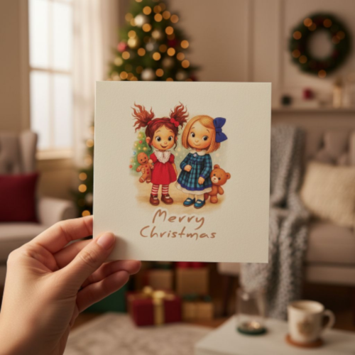 Christmas card dolls