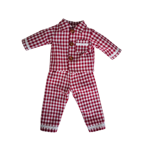 Christmas Checkered Outfit for Dolls (Burgundy & White)