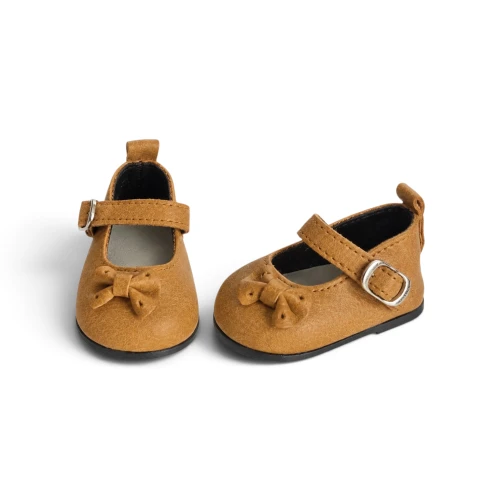 Brown Mary Jane Shoes with Bow for 16″ Doll