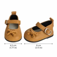 Brown Mary Jane Shoes with Bow for 16″ Doll