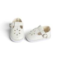 White Cut-Out T-Bar Shoes for 8–10″ Dolls