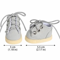 Gray Lace-Up Shoes for 8–10″ Dolls