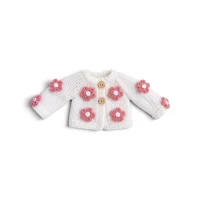 White Mohair Cardigan with Flowers for Dolls