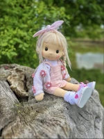 White Mohair Cardigan with Flowers for Dolls