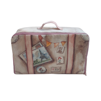 A suitcase with a hand-painted pattern