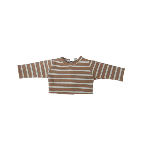 Beige grey striped long-sleeve shirt 