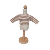 Beige grey striped long-sleeve shirt 