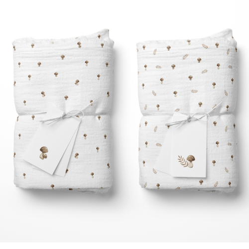 Mushroom print muslin cotton