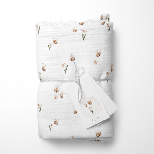 Bee print muslin cotton