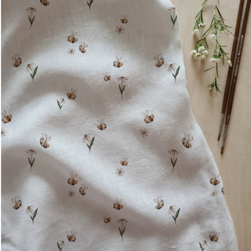Bee print satin cotton