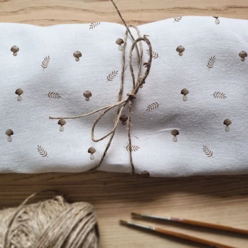 Mushroom print satin cotton 