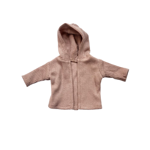 A knitted hooded sweater