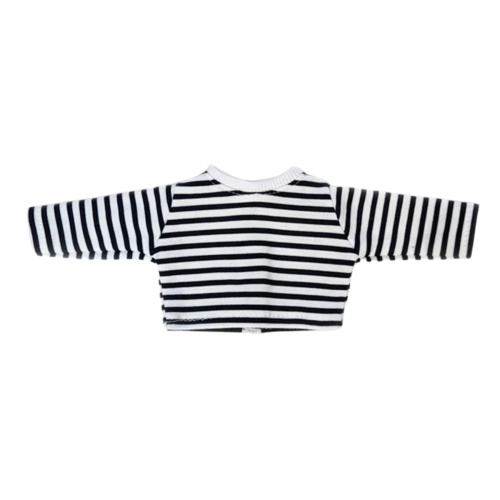 A navy blue striped shirt